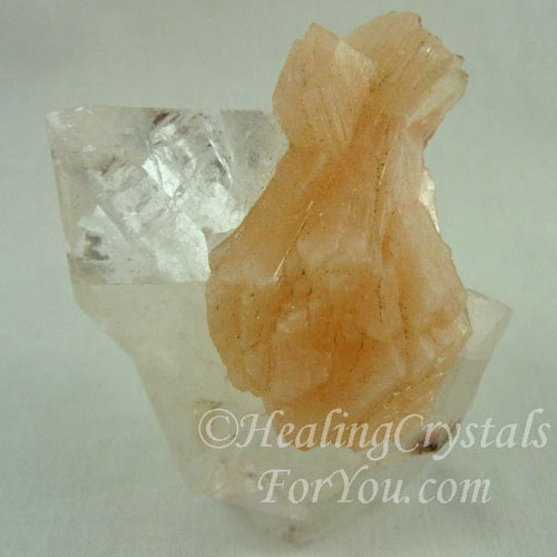 Clear Apophyllite with Peach Stilbite Clear Apophyllite with Peach Stilbite