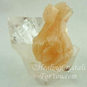 Clear Apophyllite with Peach Stilbite Clear Apophyllite with Peach Stilbite