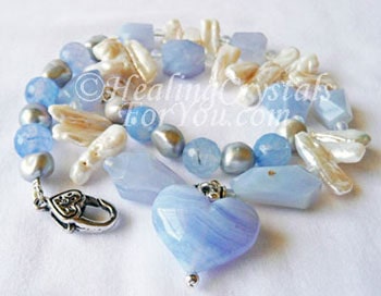 Blue Lace Agate Beaded Necklace blue lace agate necklace
