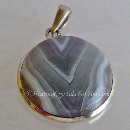 Grey Banded Agate Pendant