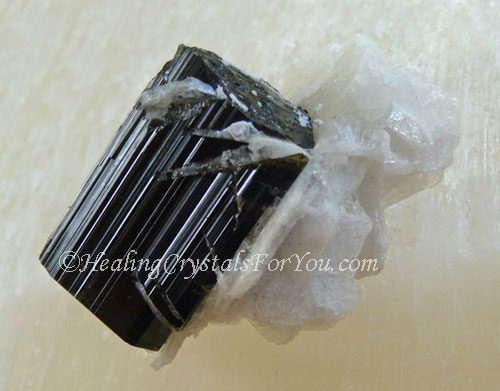 Cleavelandite on Black Tourmaline Cleavelandite on Black Tourmaline