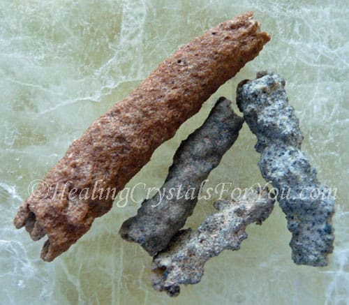 Fulgurite stone tubes