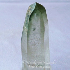 Green Lemurian quartz crystal