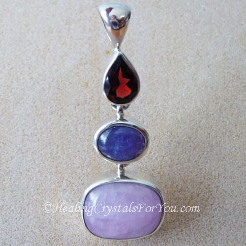 Kunzite Pendant with Tanzanite and Garnet Kunzite Pendant with Tanzanite and Garnet