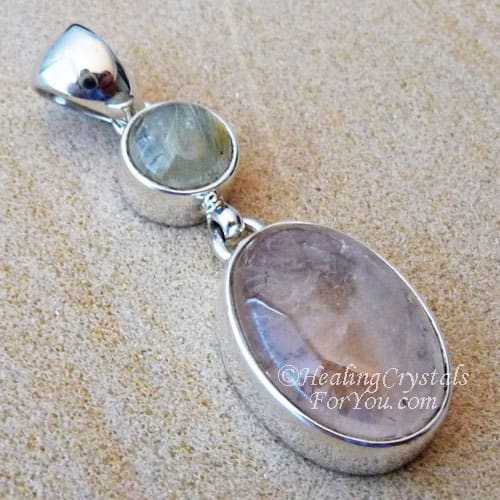 Morganite and Rutilated Quartz Pendant