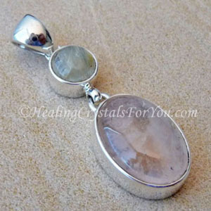 Morganite pendant Morganite & Rutilated Quartz Pendant