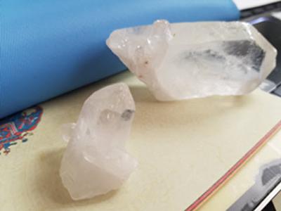 Crystal on the left was a pyramid, Crystal on right did not have a smaller one