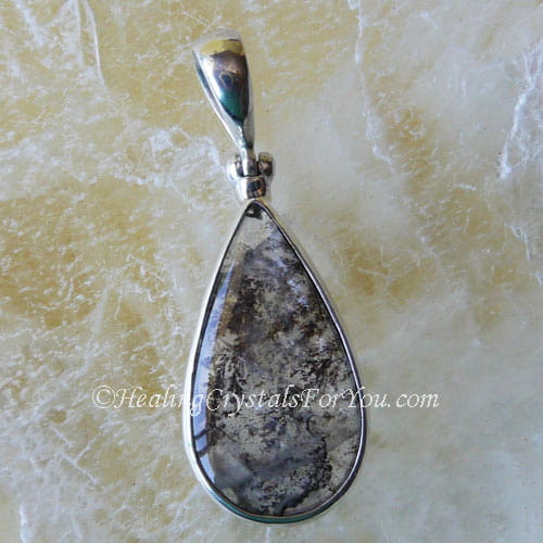 Pyrolusite In Quartz Pendant 1-500