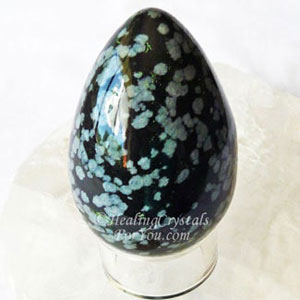 Polished Snowflake Obsidian Egg