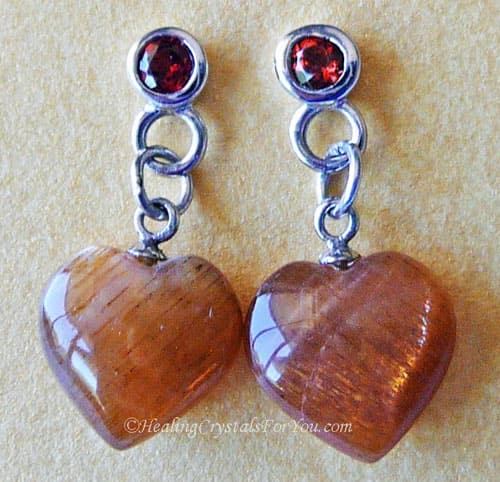 Sunstone And Red Garnet Earrings