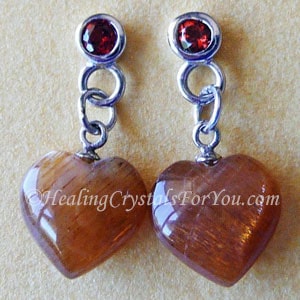 Sunstone And Red Garnet Earrings Sunstone And Red Garnet Earrings